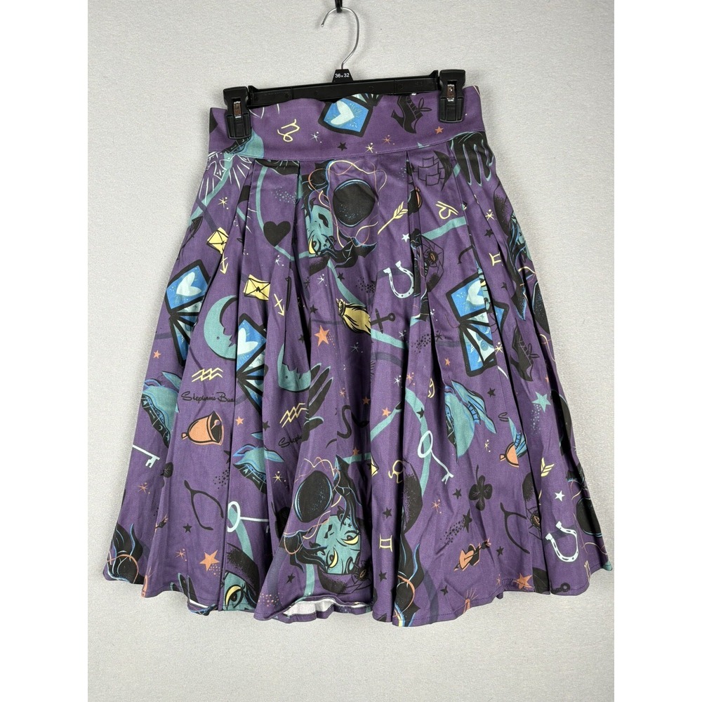 Laura Byrnes Women's Skirt M Purple Pleated Whimsy Goth Halloween Witchcore 2357